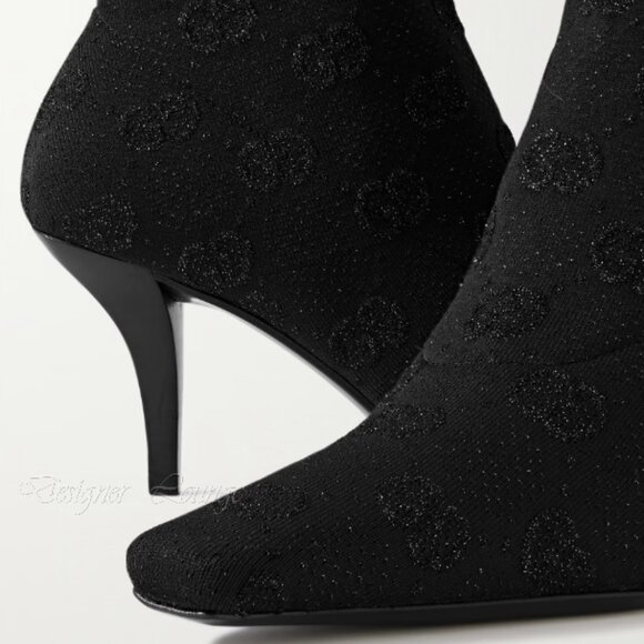 NEW GUCCI Demi Logo-Jacquard Metallic Stretch-Knit Ankle Boots EU 37 $1,250 - Picture 9 of 12